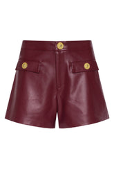 L'AGENCE Dionne Faux Leather Short - Black Cherry