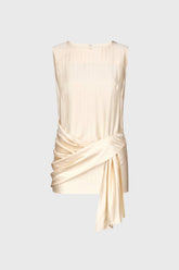 Loulou de Saison Fonda Draped Asymmetric Top - Ecru