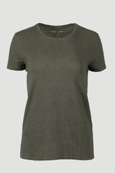 Majestic Filatures Stretch Linen Vintage Short Sleeve Crewneck Tee - Military HD