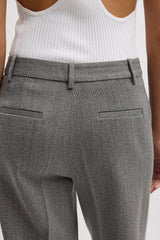 Tibi Structured Wool Zip Front Trouser - Grey Multi