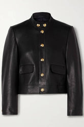 Nili Lotan Hadley Leather Cropped Jacket - Black