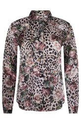 L'AGENCE Tyler Silk Blouse - Multi Small Rose Cheetah