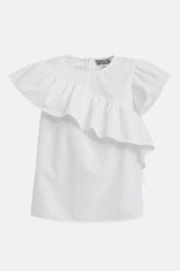 Essentiel Antwerp Asymmetrical Top With Ruffle Details - White