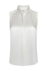 L'AGENCE Phoebe Sleeveless Band Collar Blouse - Ivory