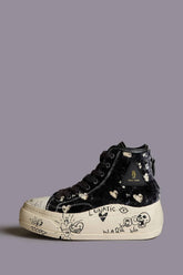 R13 Kurt High Top Sneaker - Heart On Black Graffiti