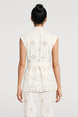 Veronica Beard Townes Eyelet Vest - Dove