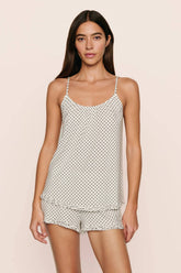 Eberjey Gisele Printed Cami & Short Set - Tide Dot Ivory