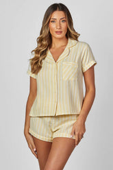 Eberjey Nautico Shortie PJ Set - Classic Stripe Sunbeam/ Ivory