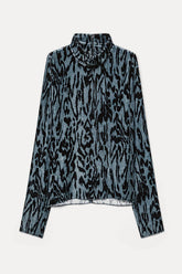 Forte Forte "Moiré" Print Velvet Turtleneck Shirt - Stone