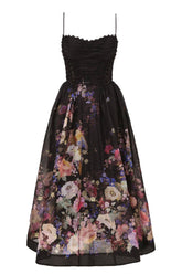 Zimmermann Luna Beaded Picnic Dress - Black Multi Floral