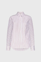 Loulou de Saison Maud Oversized Shirt - Dark Red/ Light Blue
