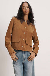 Veronica Beard Walters Cropped Barn Jacket - Whisky