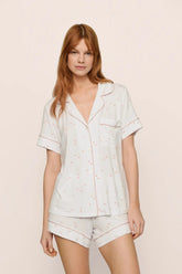 Eberjey Gisele Printed Relaxed Short PJ Set - Summer Daisy White / Pale Mauve