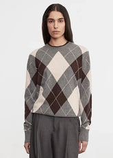 Enza Costa Knit Cashmere Argyle Sweater - Argyle
