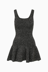 LoveShackFancy Sarajane Sequin Stretch Knit Mini Dress - Black