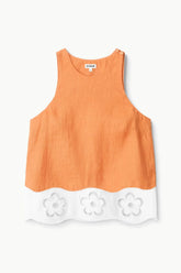 Staud Mika Linen Top - Apricot/ White