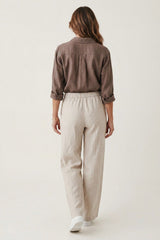 Velvet Bright Woven Linen Top - Mudslide