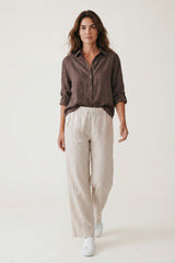 Velvet Bright Woven Linen Top - Mudslide