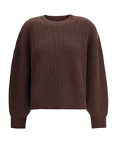 Loulou de Saison Nauru Puffed-Sleeves Ribbed Cashmere Sweater - Brown