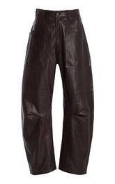 Nili Lotan Shon Leather Pant - Dark Brown