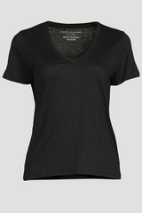 Majestic Filatures Stretch Linen S/S V-Neck - Noir