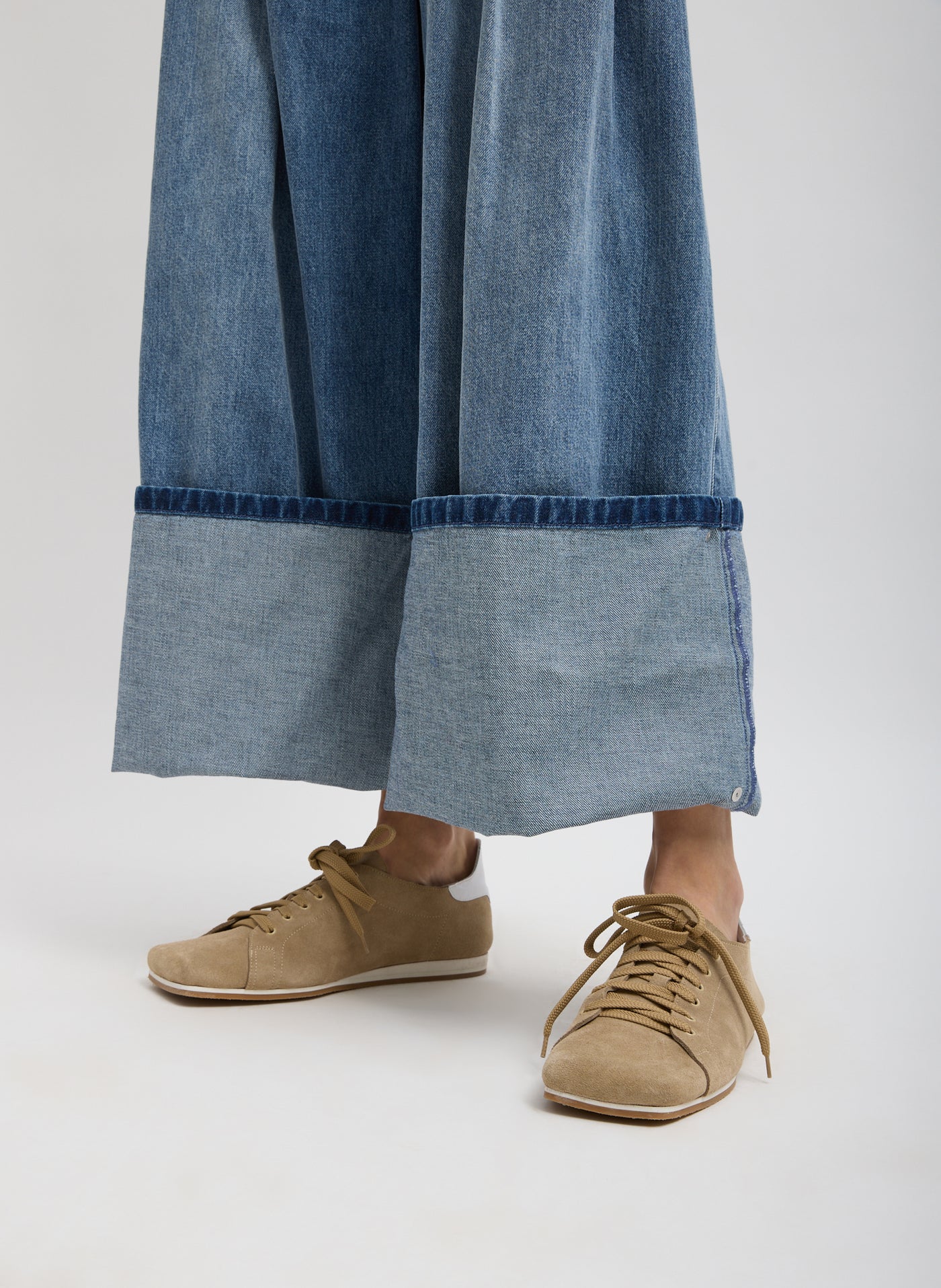 Tibi Spring Denim Triple Pleat Pant - Classic Blue