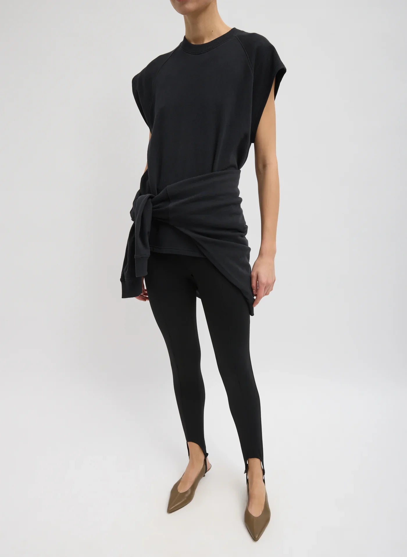 Tibi Light Weight Sweashirting Sleeveless Easy Top - Black
