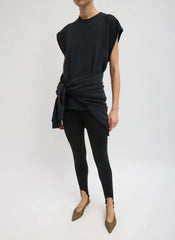 Tibi Light Weight Sweashirting Sleeveless Easy Top - Black