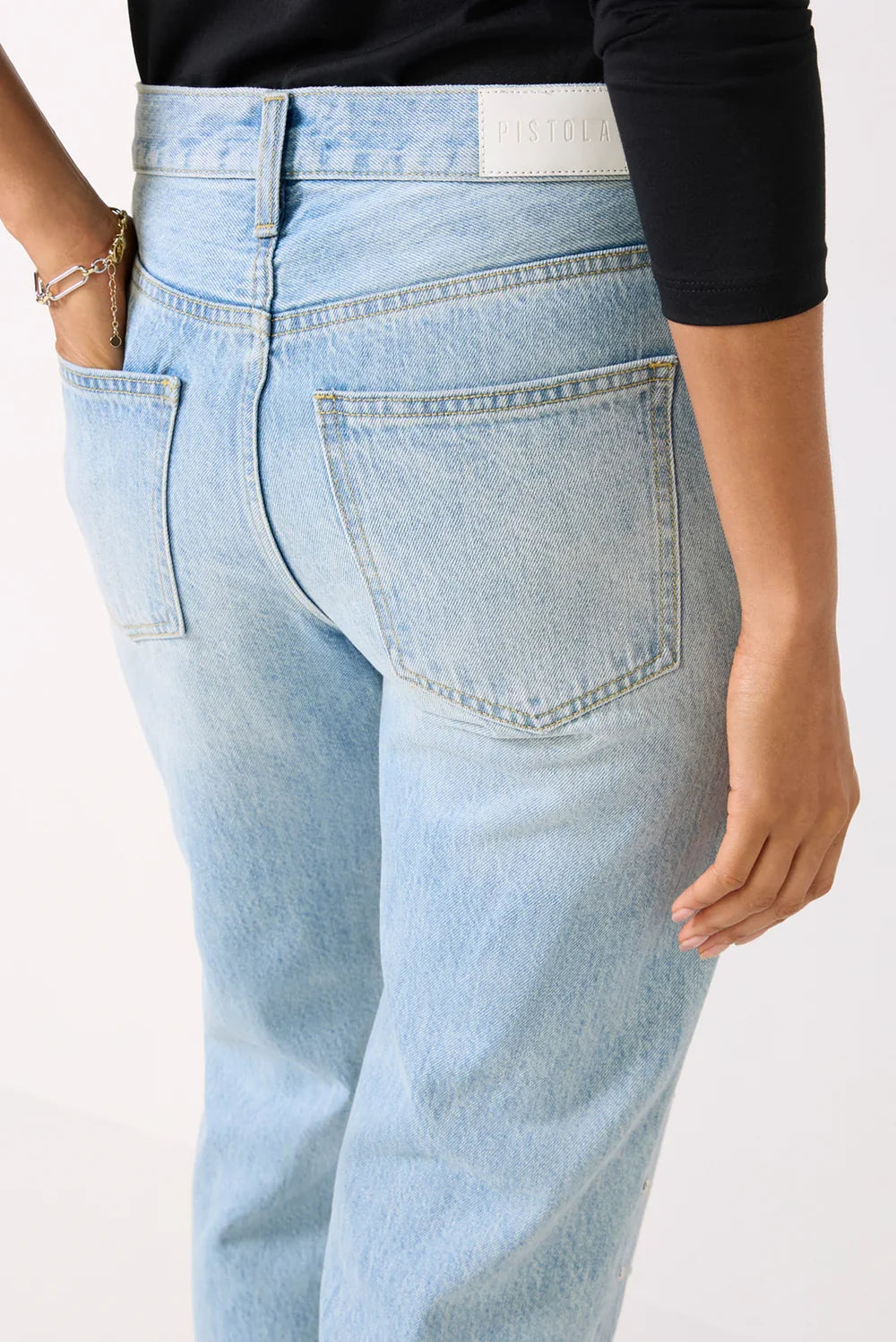 Pistola Lexi Mid Rise Bowed Straight Pant - Aries