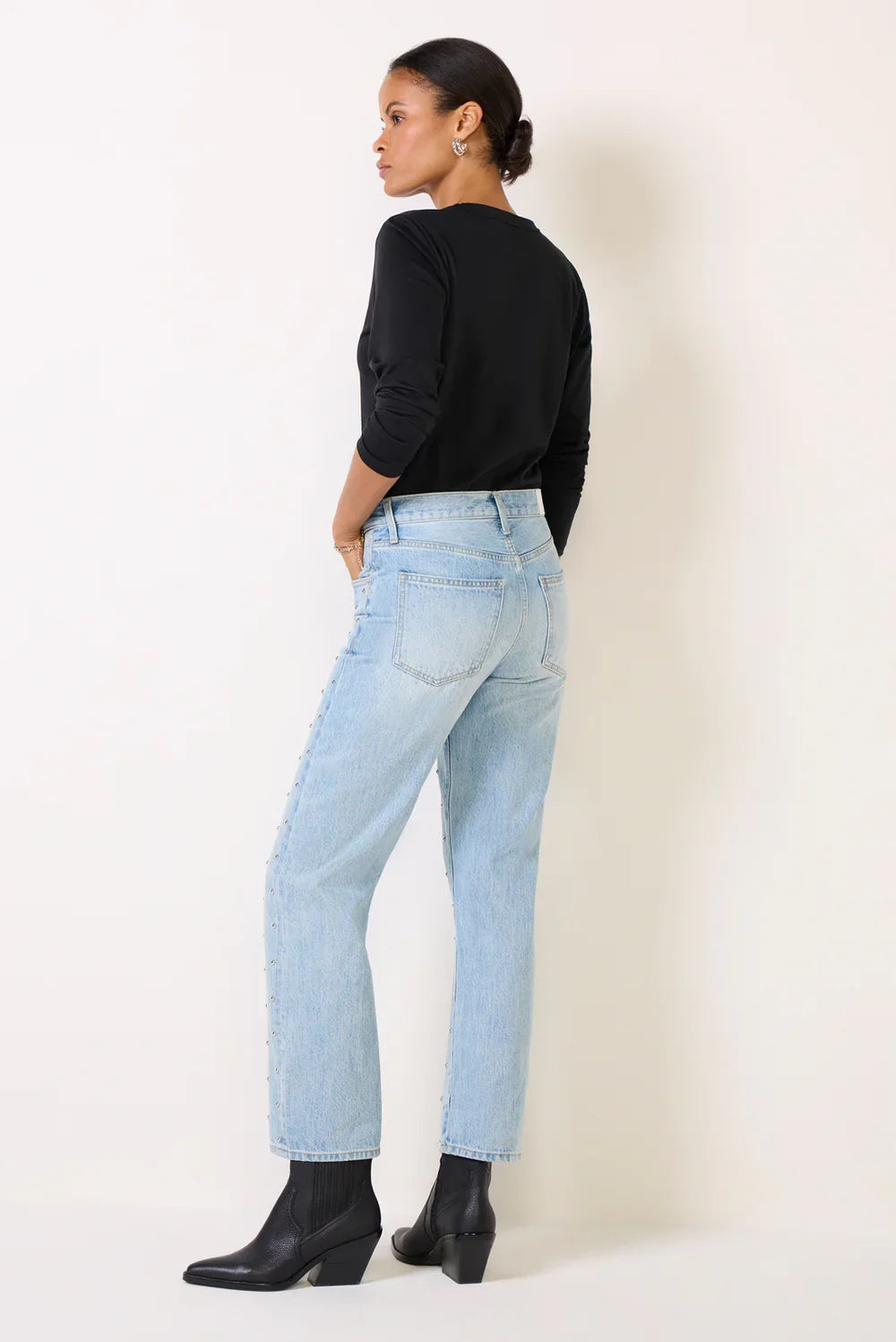 Pistola Lexi Mid Rise Bowed Straight Pant - Aries