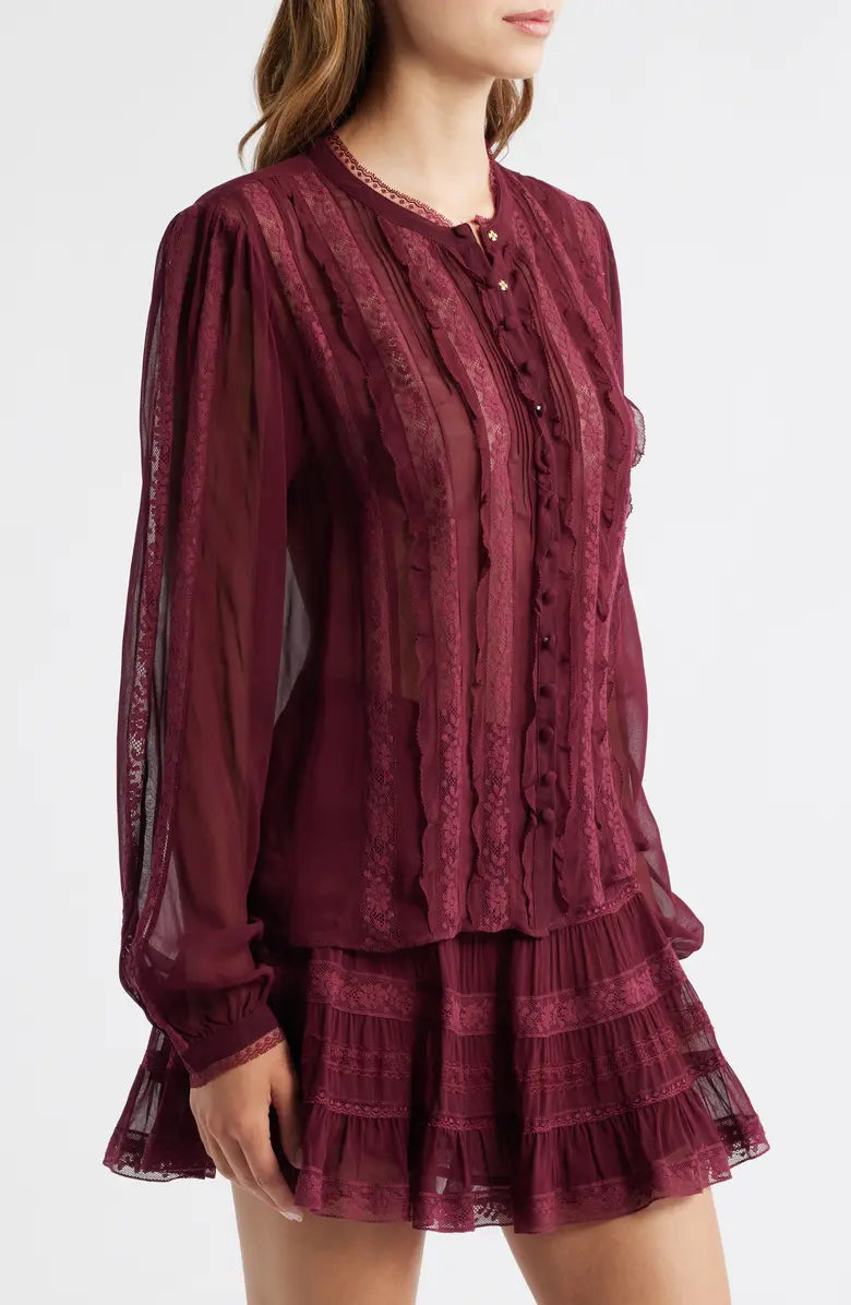 LoveShackFancy Alvynne Top - Oxblood