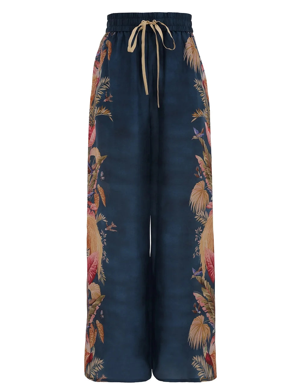 Zimmermann Ascension Relaxed Pant - Dark Blue Palm Floral