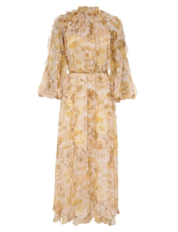 Zimmermann Balance Frill Billow Dress - Peach Floral