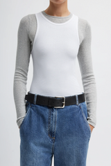 Tibi Circular Fine Rib T Tank - White