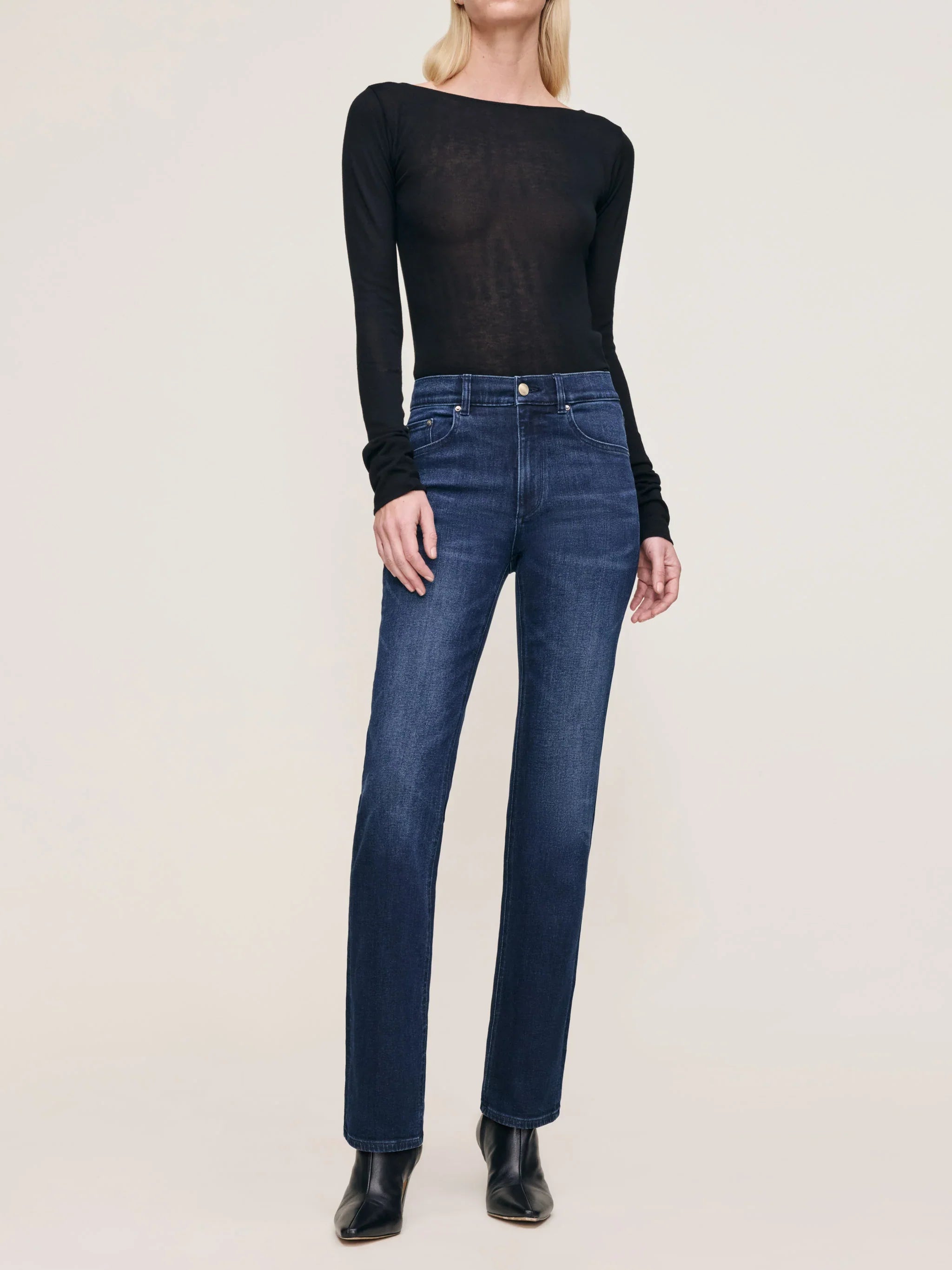 DL1961 Patti Straight High Rise 31" Jeans - Blue Cave