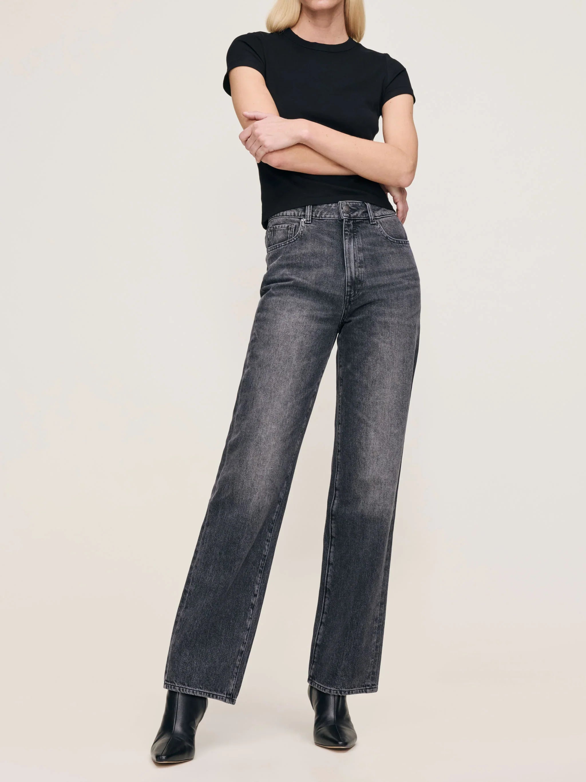 DL1961 Karmine Refined Wide Leg High Rise 31" Jeans - Nightshade