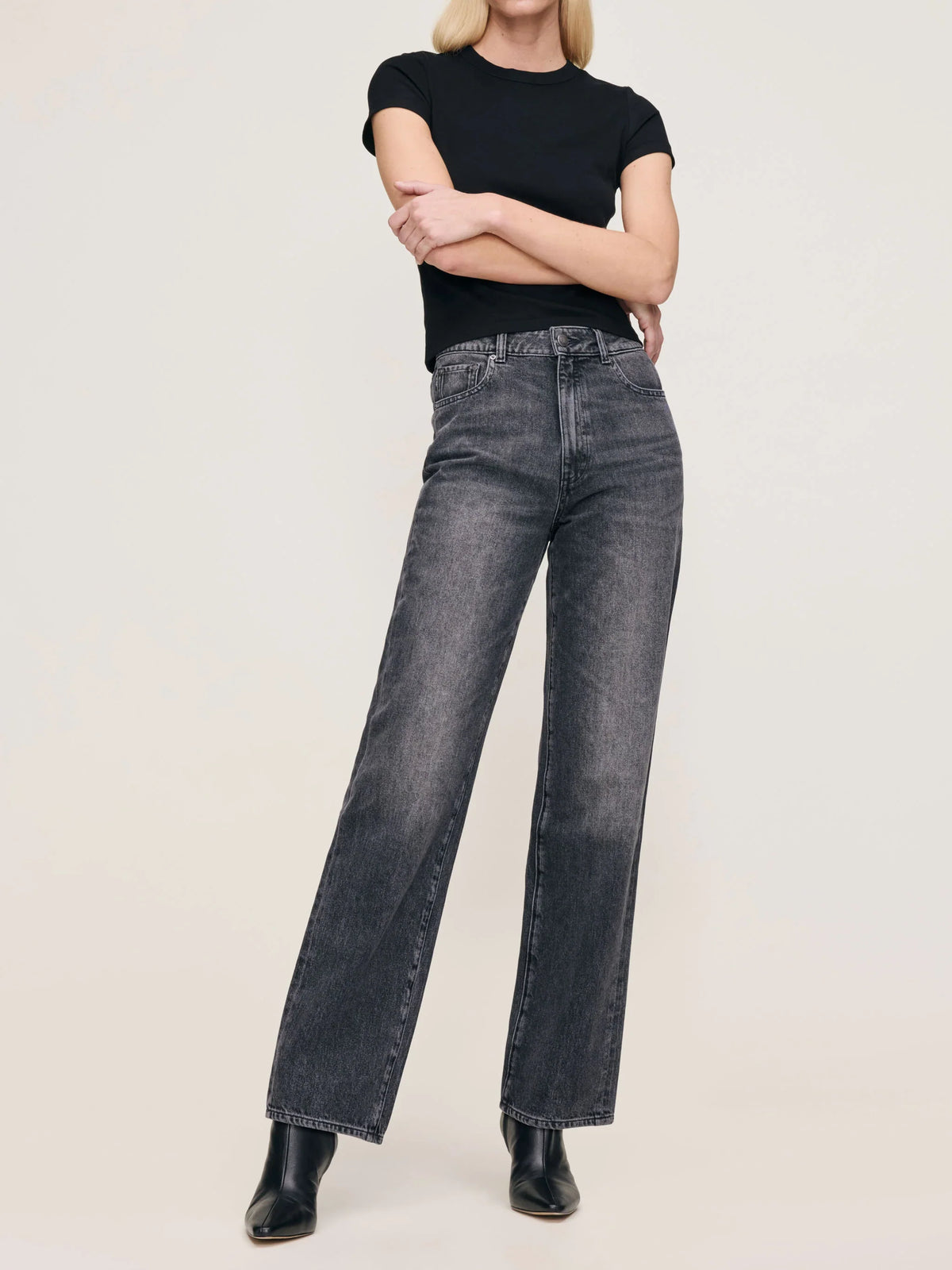 DL1961 Karmine Refined Wide Leg High Rise 31" Jeans - Nightshade