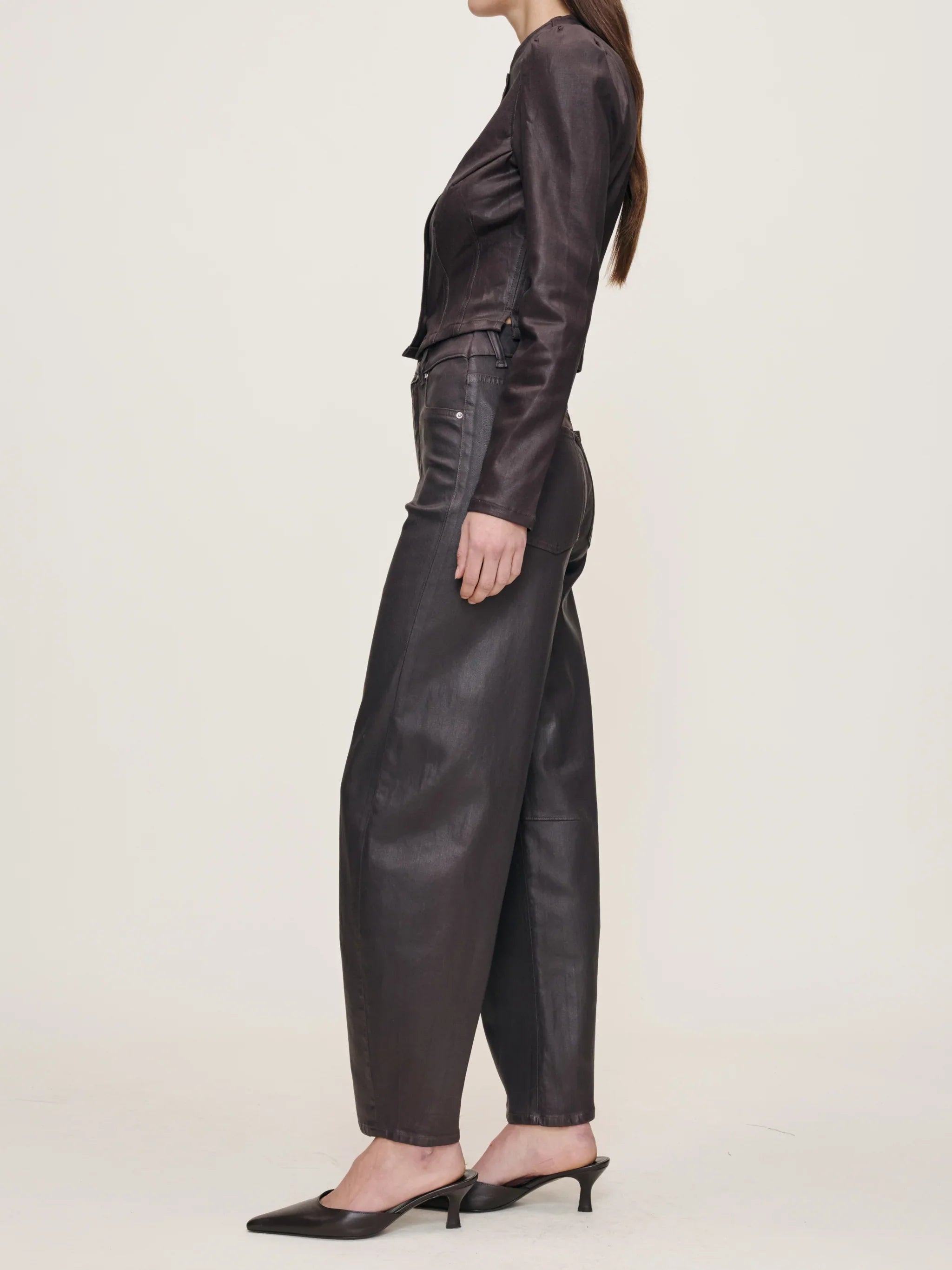 DL1961 Miro Barrel High Rise 28" Jeans - Cocoa Coated