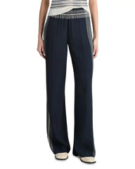 Vince Mid Rise Placed Stripe Pull-On Pant - Coastal/ Pale Canyon