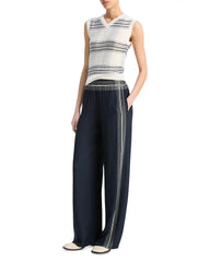 Vince Mid Rise Placed Stripe Pull-On Pant - Coastal/ Pale Canyon