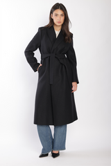 Harris Wharf Shawl Collar Coat With S. Pads Pressed Wool - Black
