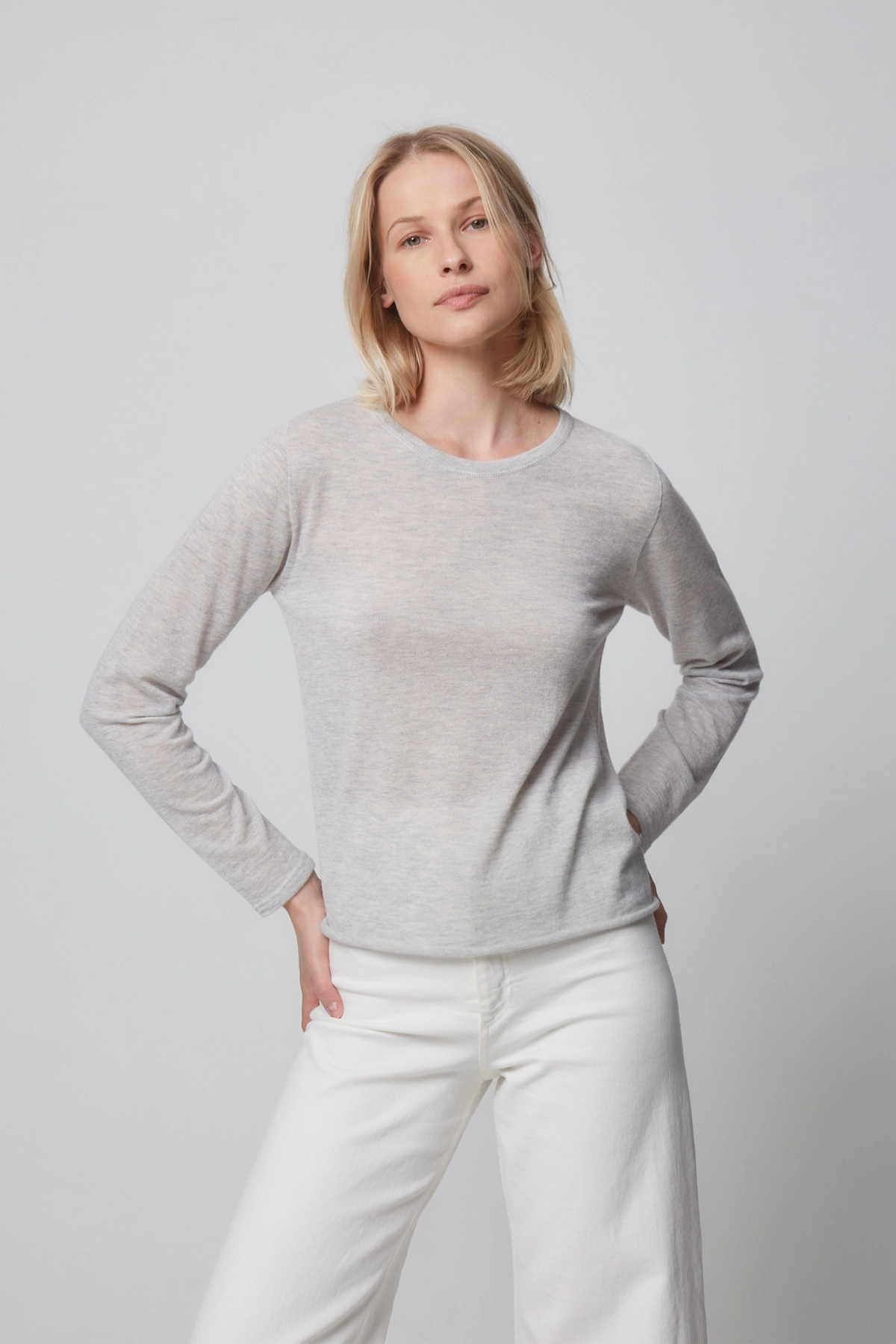 Majestic Filatures Cashmere L/S Crewneck - Brume Chine