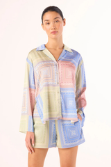 Misa Isme Top - Pastel Tiles Satin