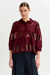 Essentiel Antwerp Illuminati Striped Sequin Polo - Combo3 Margot Mauve