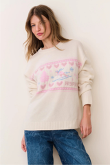LoveShackFancy Francie Wool Jacquard Pullover - Apres Ivory