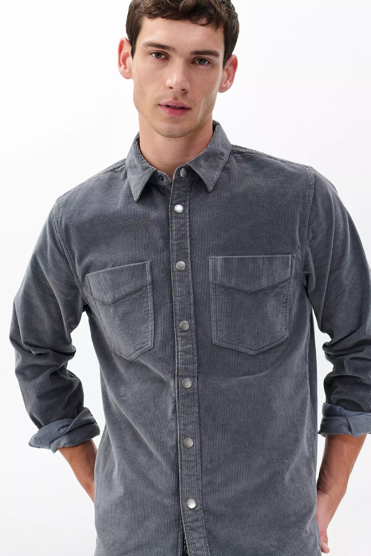 Rag & Bone Men's Corduroy CPO Shirt - Slate