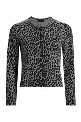 Nili Lotan Keelah Cardigan - Pebble Grey Heather/ Black Cheetah