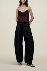 Kallmeyer Zia Cowl Tank in Trapped Silk - Black/ Red