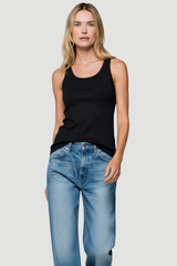 Majestic Filatures Lyocell Cotton Rib Scoopneck Tank - Noir