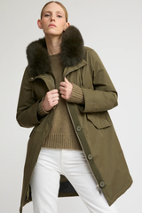 Yves Salomon Long Iconic Parka - Dark Khaki